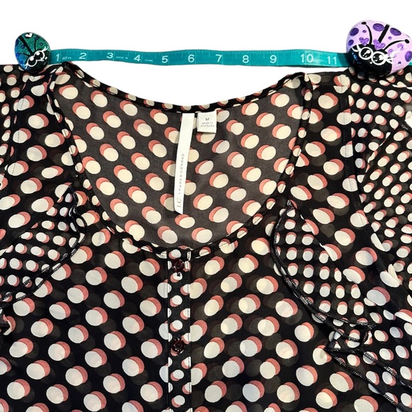 Lauren Conrad Rockabilly Top Peplum Pinup Silhouette Ruffle Polka Dot Medium - Picture 10 of 16